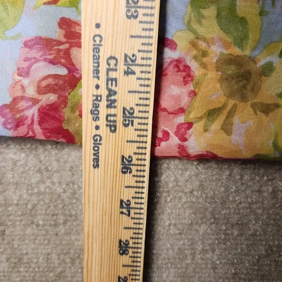 Lauren Ralph Lauren Floral Scarf Blue Sheer Botanical Rose Print 51"L x 11"W - Picture 6 of 6